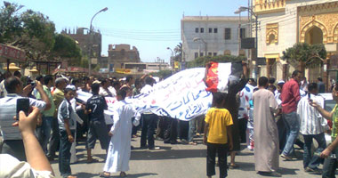 جانب من المظاهرات فى بنى سويف 