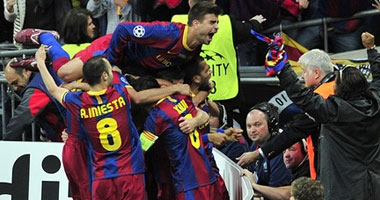 فرحة برشلونة بالفوز